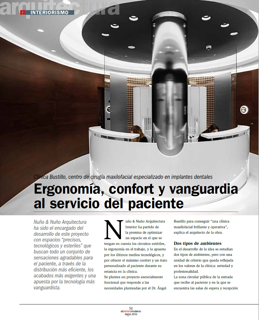 NyN Arquitectura Interior Zaragoza. Revista El Dentista Moderno. Nueva Clínica Dental Bustillo en Pamplona.